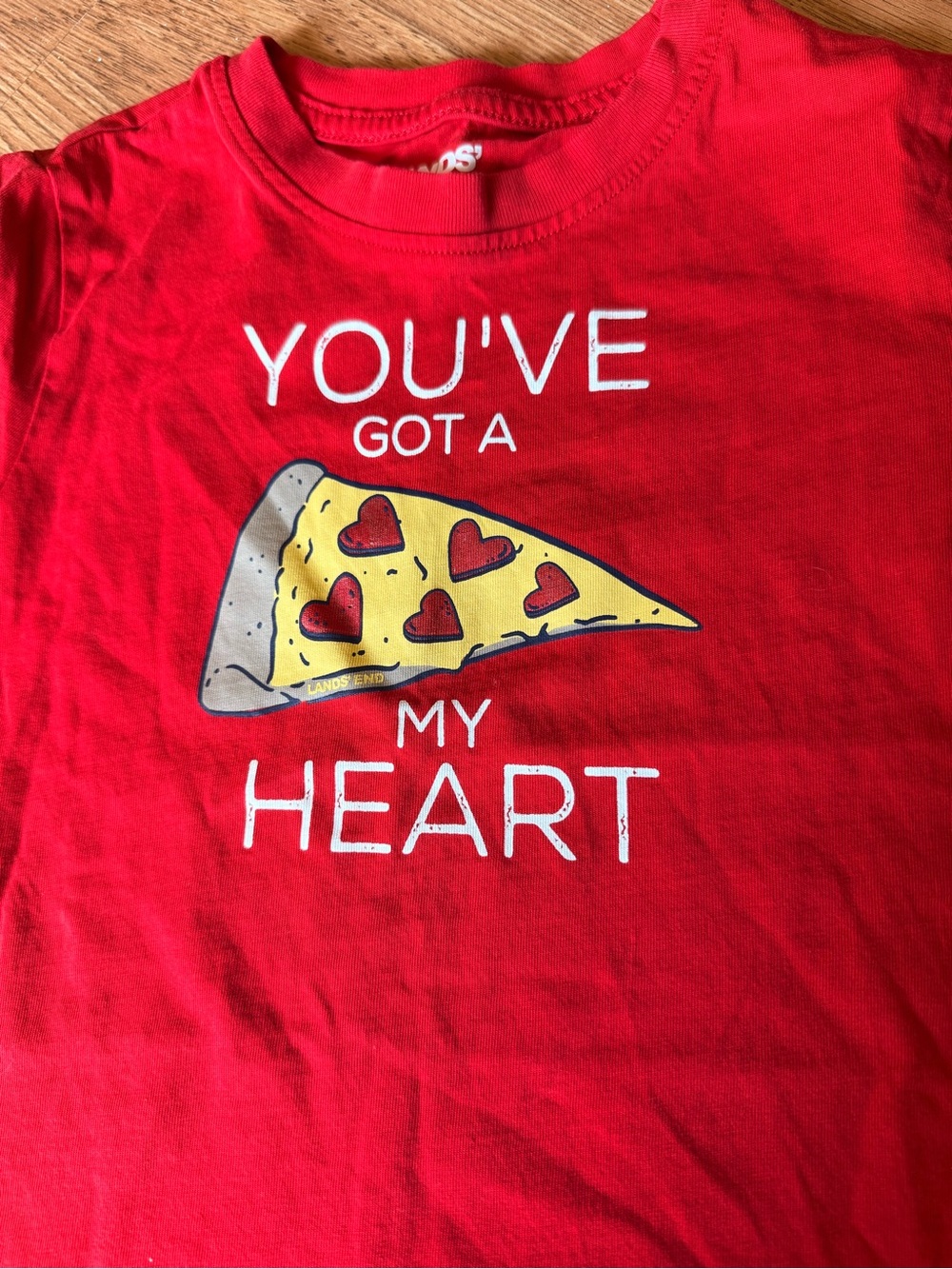 Lands’ End Kids Red Graphic Tee You've Got A My Heart Pizza XS